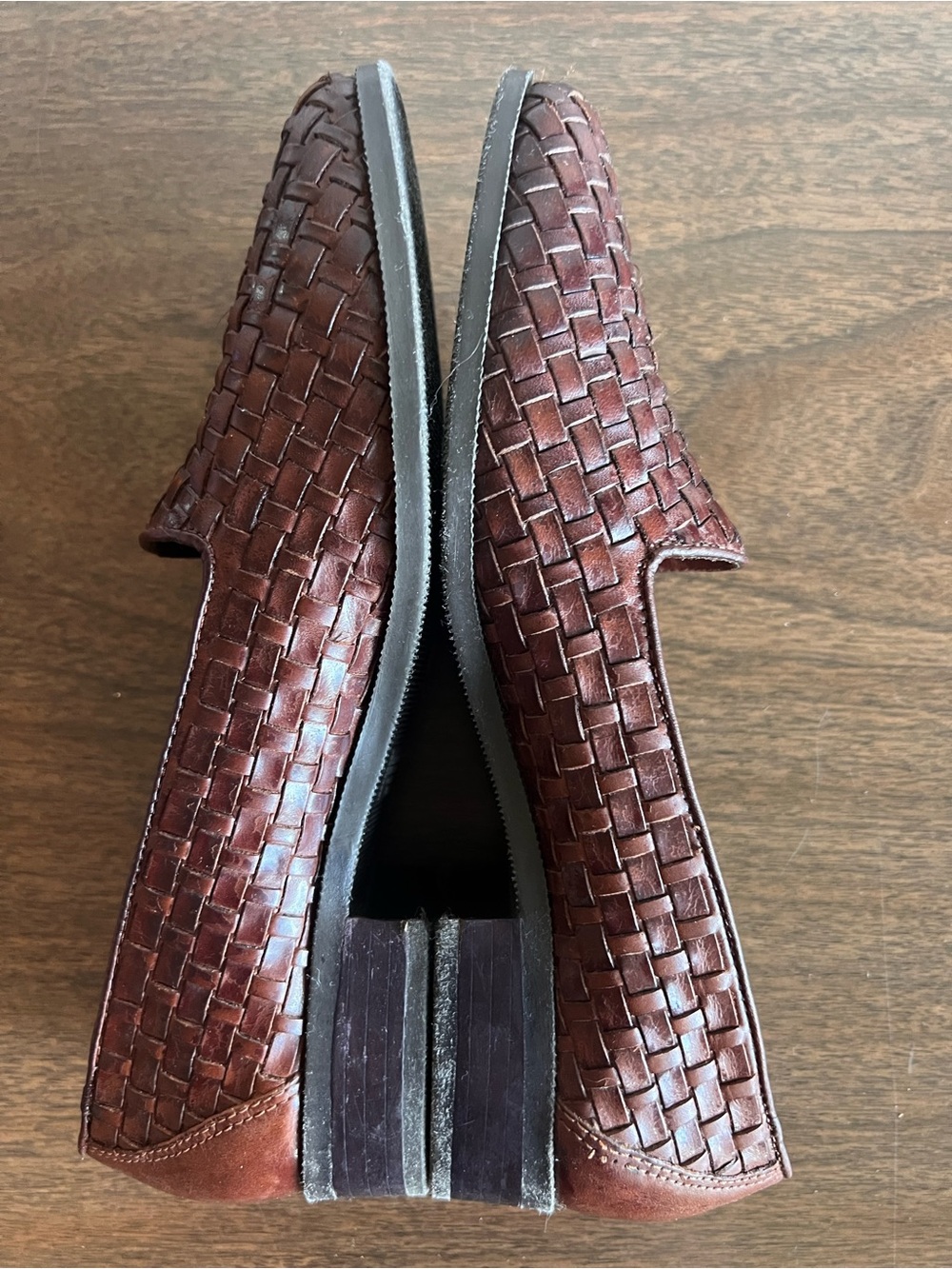 Vintage G.H. Bass & Co Women’s 6.5 M Woven Leather Loafers Brown Made in Brazil - Picture 6 of 10